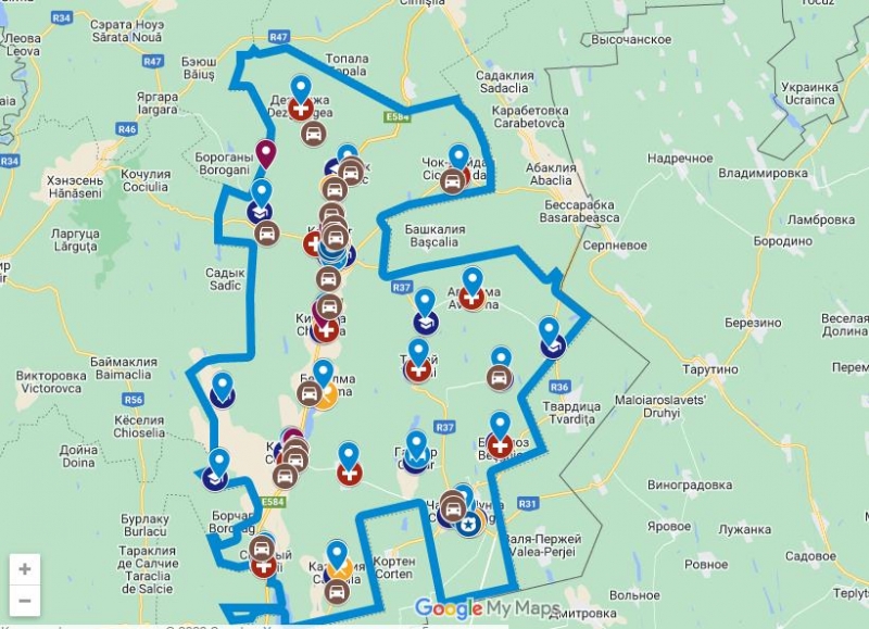 Интерактивная карта с обозначением мест поддержки в чрезвычайных ситуациях